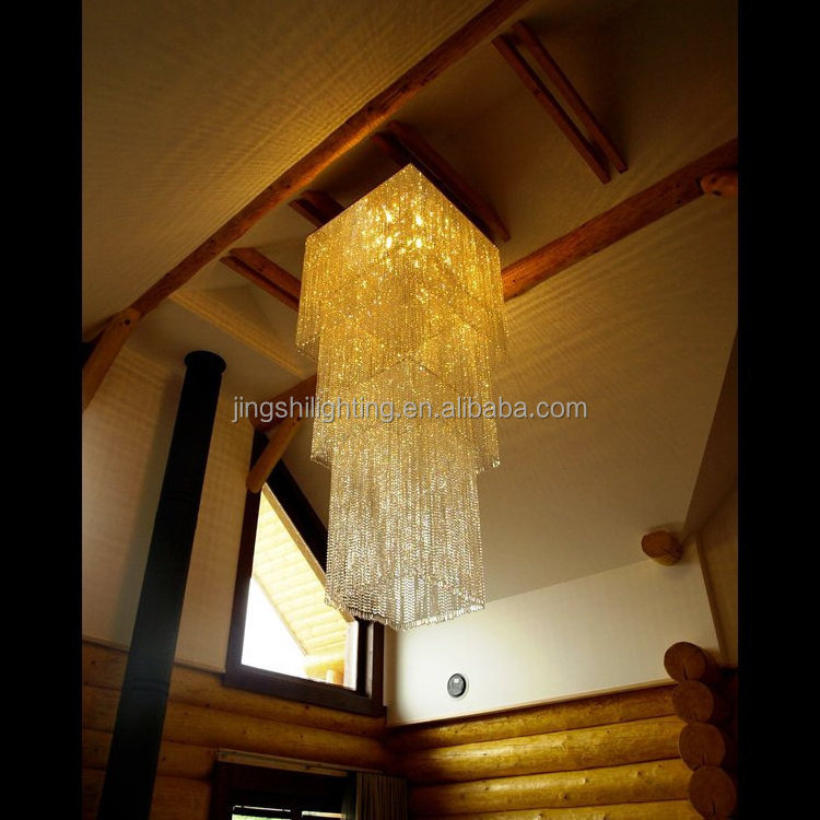 Big square crystal chandeliers & pendant lights long staircase foyer luxury lighting fixtures