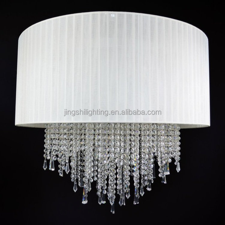 Crystal Semi Flush Mount Ceiling Light Fixture Cylinder Drum Shade Ceiling Lamp for Hallway Bedroom