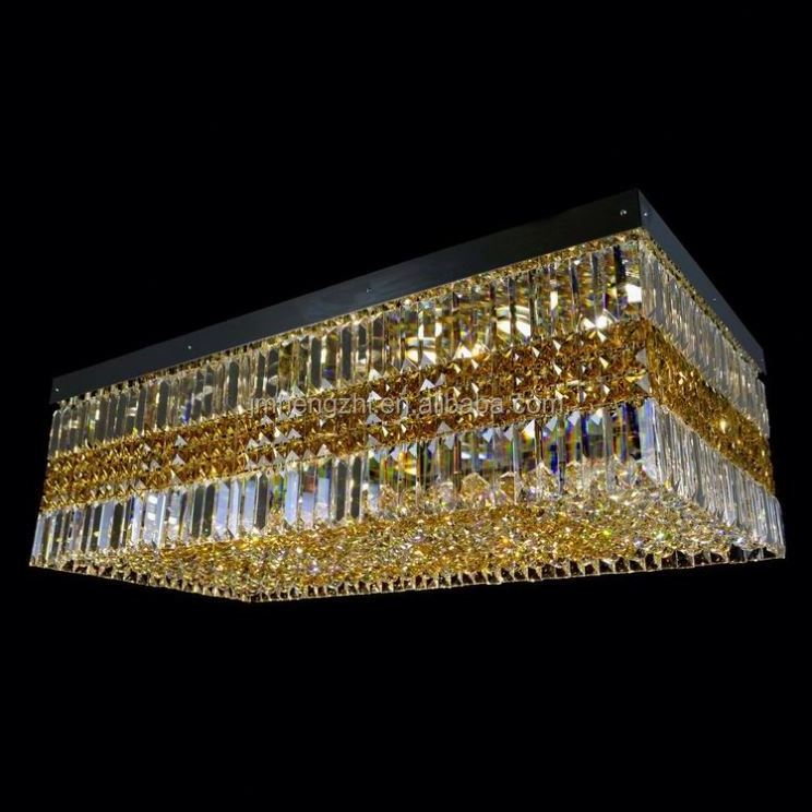 Contemporary Modern Rectangle LED Crystal Chandelier Luxury Silver Flush Mount Ceiling Light for Reading and Dining Room