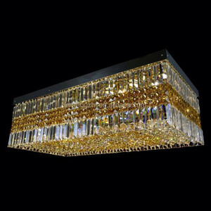 Contemporary Modern Rectangle LED Crystal Chandelier Luxury Silver Flush Mount Ceiling Light for Reading and Dining Room