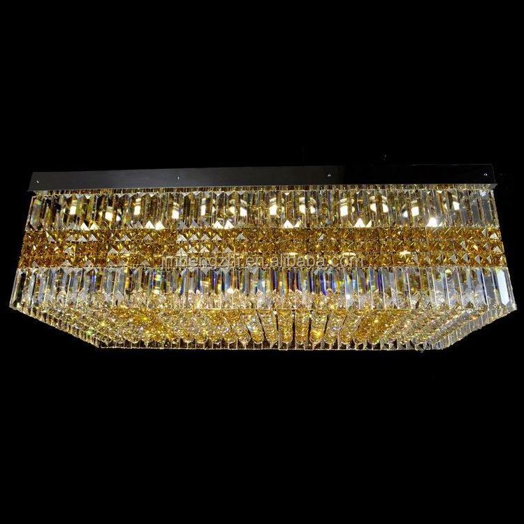 Contemporary Modern Rectangle LED Crystal Chandelier Luxury Silver Flush Mount Ceiling Light for Reading and Dining Room