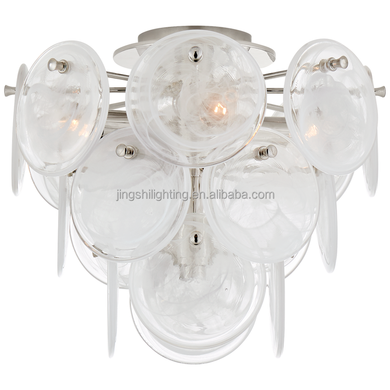 Hot Sale Decoration Lighting Chandelier Hotel Office LED Ceiling Light Semi Flush Mount Glass Pendant Lamp