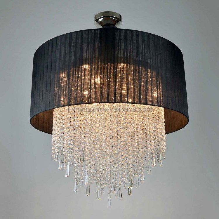 Contemporary Crystal Semi Flush Mount Ceiling Light Fixture Middle-Sized Cylinder Drum Shade Lamp for Hallway Bedroom