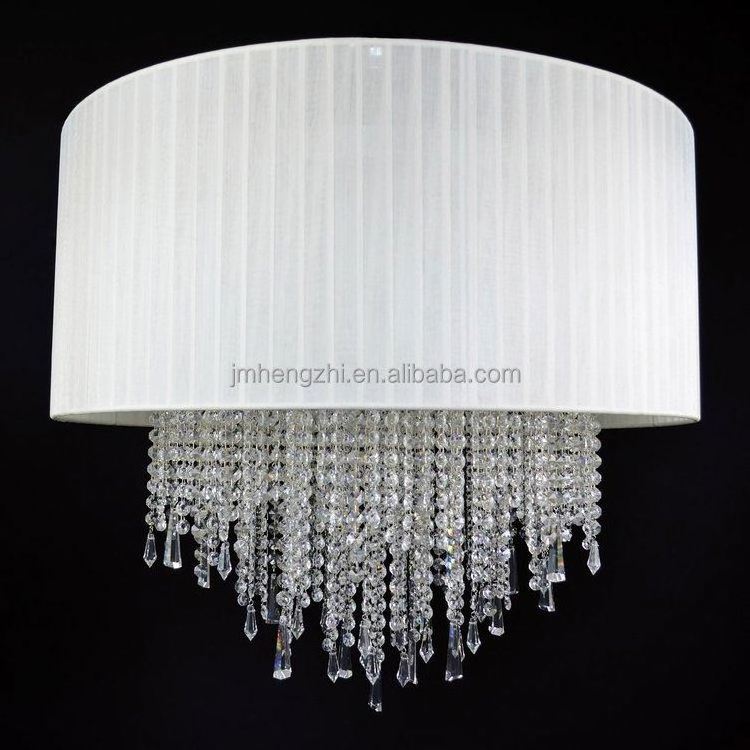 Contemporary Crystal Semi Flush Mount Ceiling Light Fixture Middle-Sized Cylinder Drum Shade Lamp for Hallway Bedroom