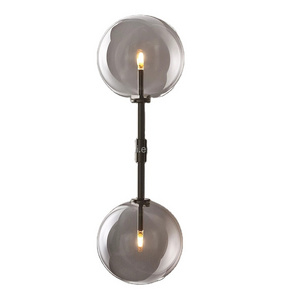 Glass Globe Linear Sconce Modern Home Double Orb Wall Lamp Luxury Clear Glass Sconce Lighting Fixture