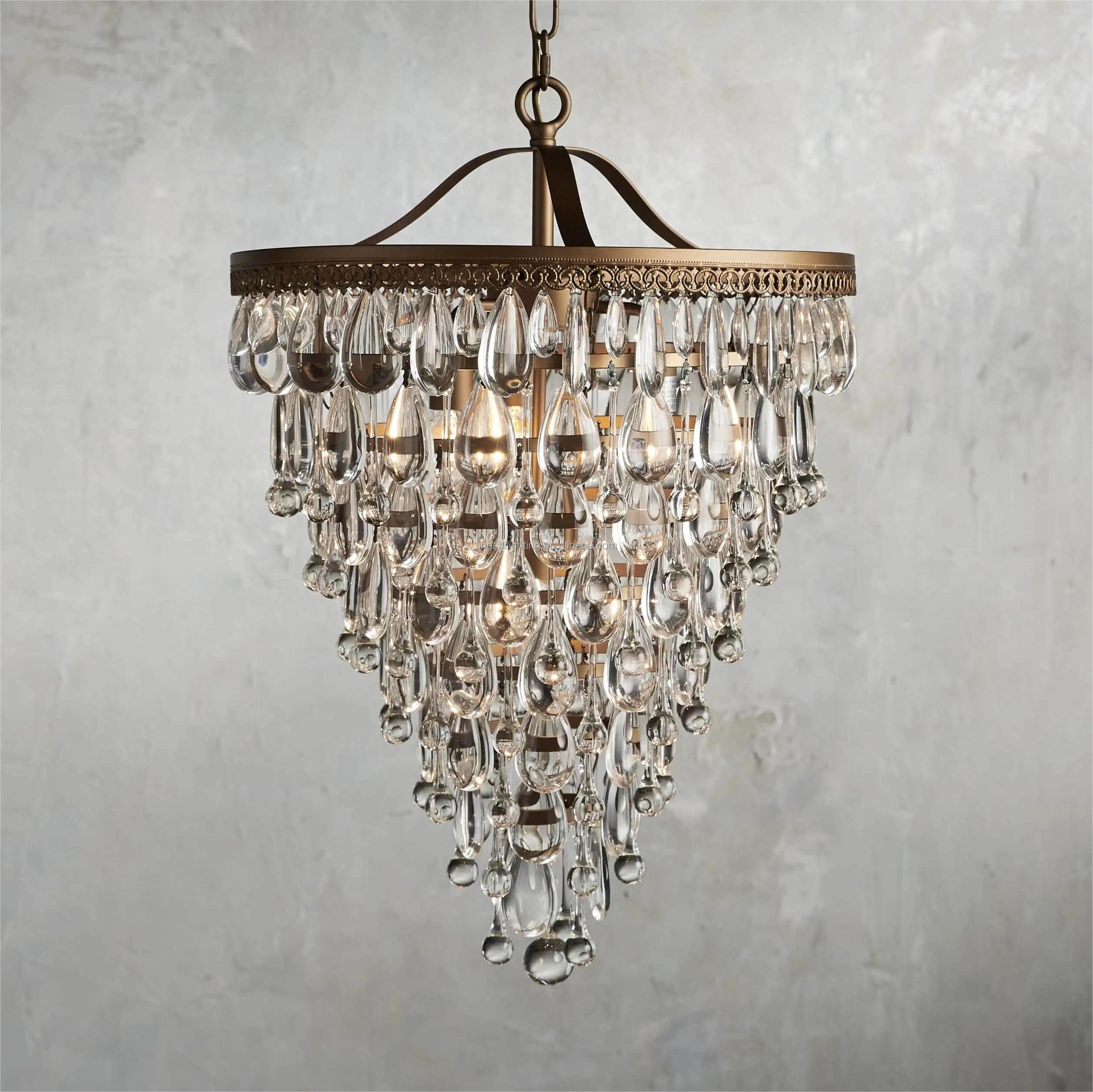 Crystal Chandelier Kitchen Island Hanging Light Fixtures Rectangular Ceiling Pendant Light Black Metal Frame for Dining Room