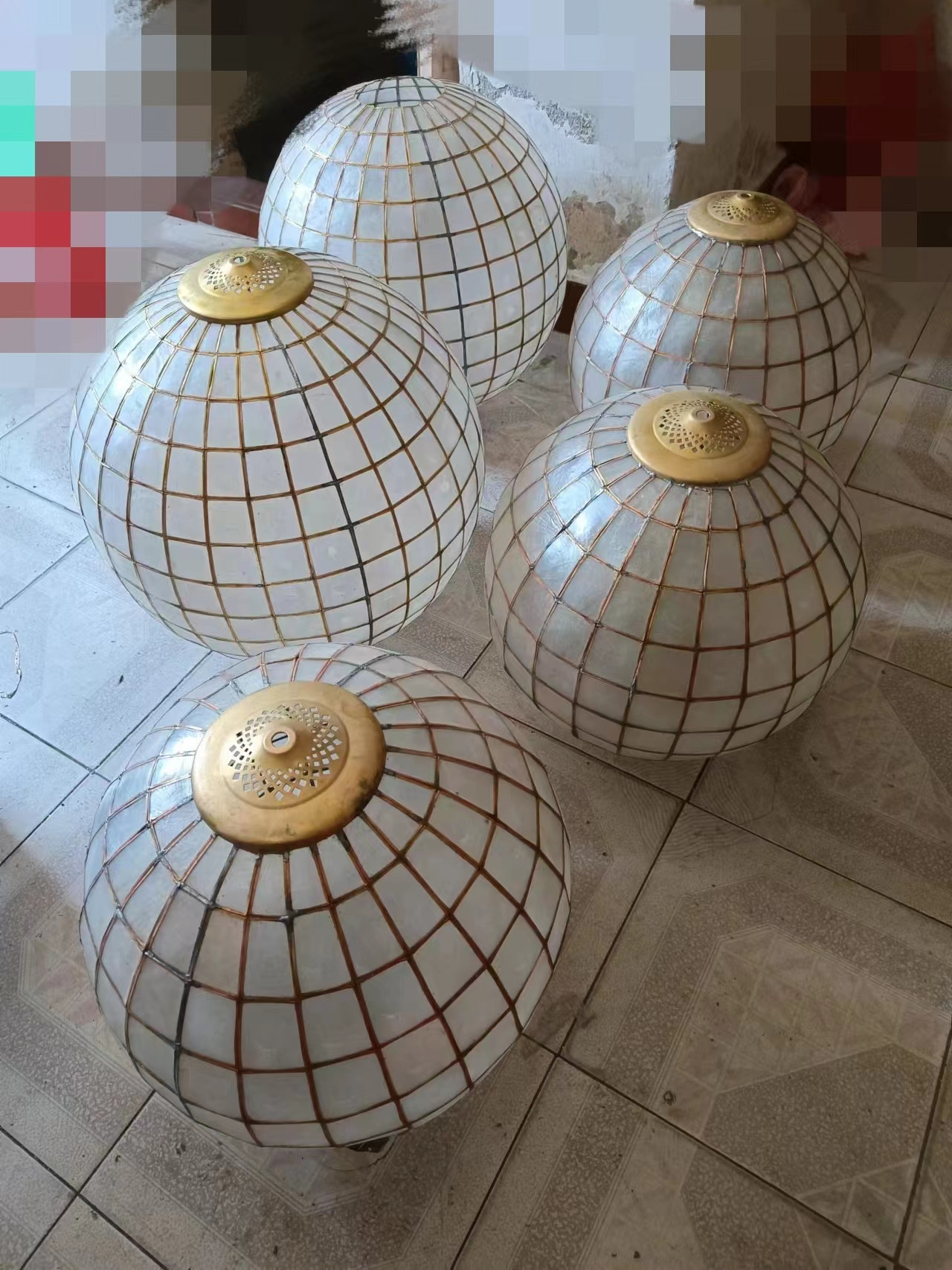 Custom Capiz Spherical Luxury Hanging Shell Chandelier for Home Hotel Bar Ceiling Suspension Pendant Lighting