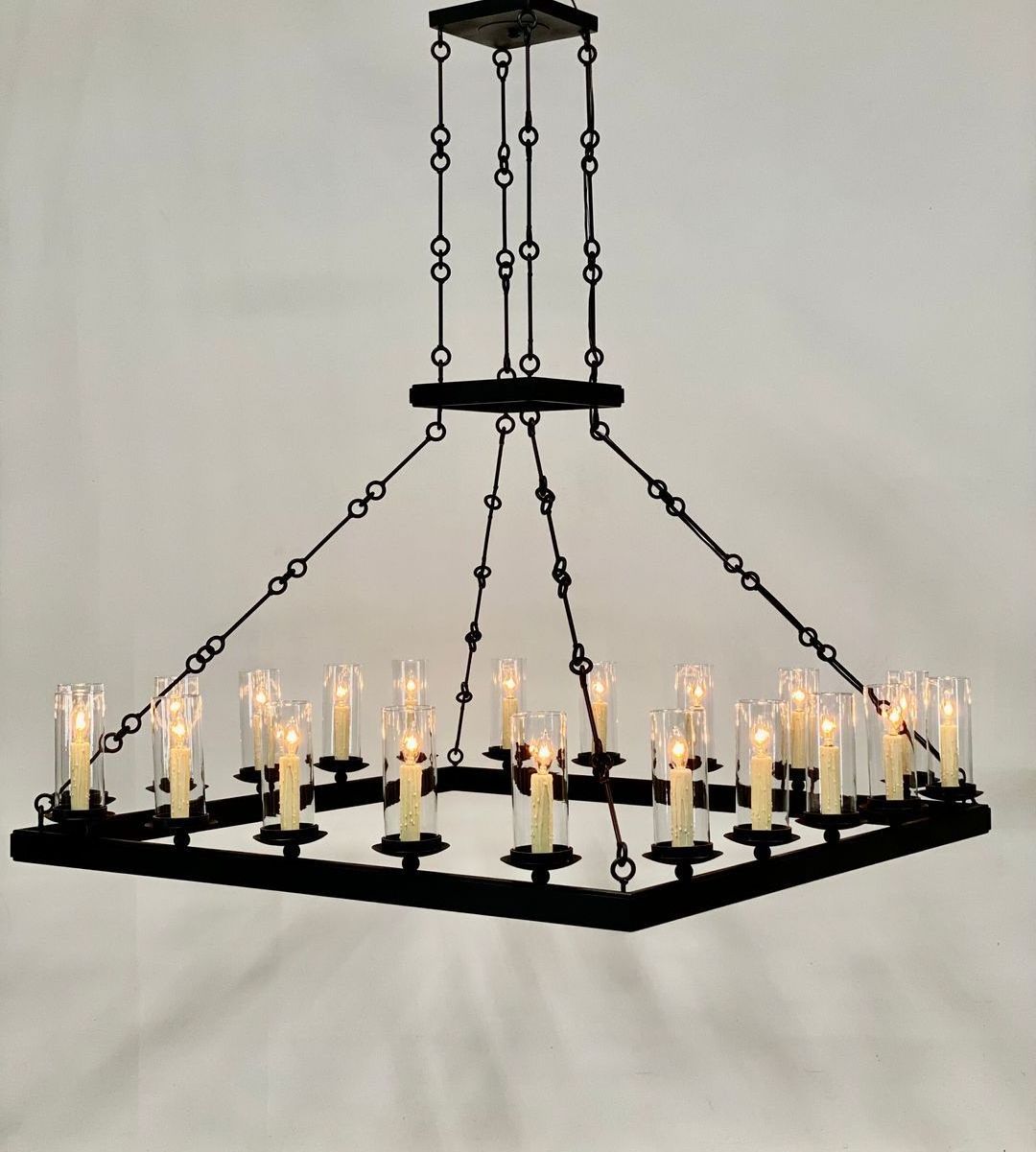 Modern Rectangle Candle Chandelier Crystal Lamp Hotel Loft Farmhouse Large Crystal Lamp For Dining Room Hanging Pendant