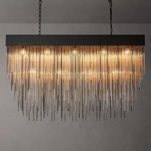 Ceiling Luxury Modern American Pendant Light Black Elegant Hanging Lamp Dining Room Glass Chandelier