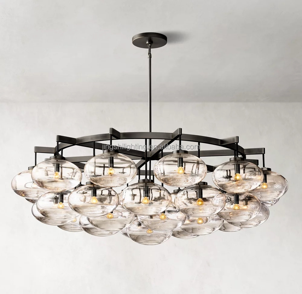 Nordic Led Chandelier Glass Ball Hanging Pendant Lamp for the Kitchen Living Room Hall Dining Modern Iron Contemporary Lighting