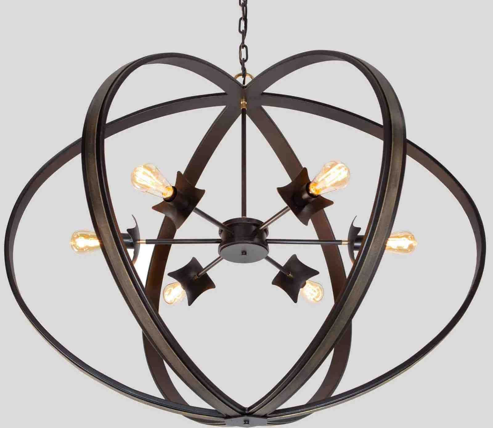 American Style Vintage Iron Circle Hanging Lamp Nordic Simple Retro Chandelier Led Vintage Black Metal Ball Pendant Light