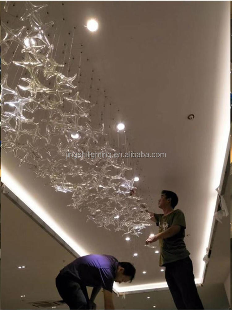 Art glass four corner starfish chandelier living room hotel lobby banquet hall hanging glass pendant lights