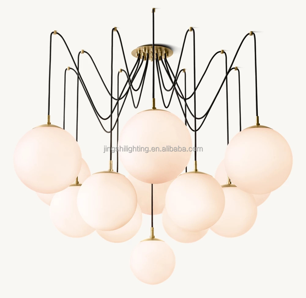 Modern Glass Ball Chandelier Lighting LED Hanging Ceiling Light Fixture Pendant Lamp for Dining Room Bedroom Living room