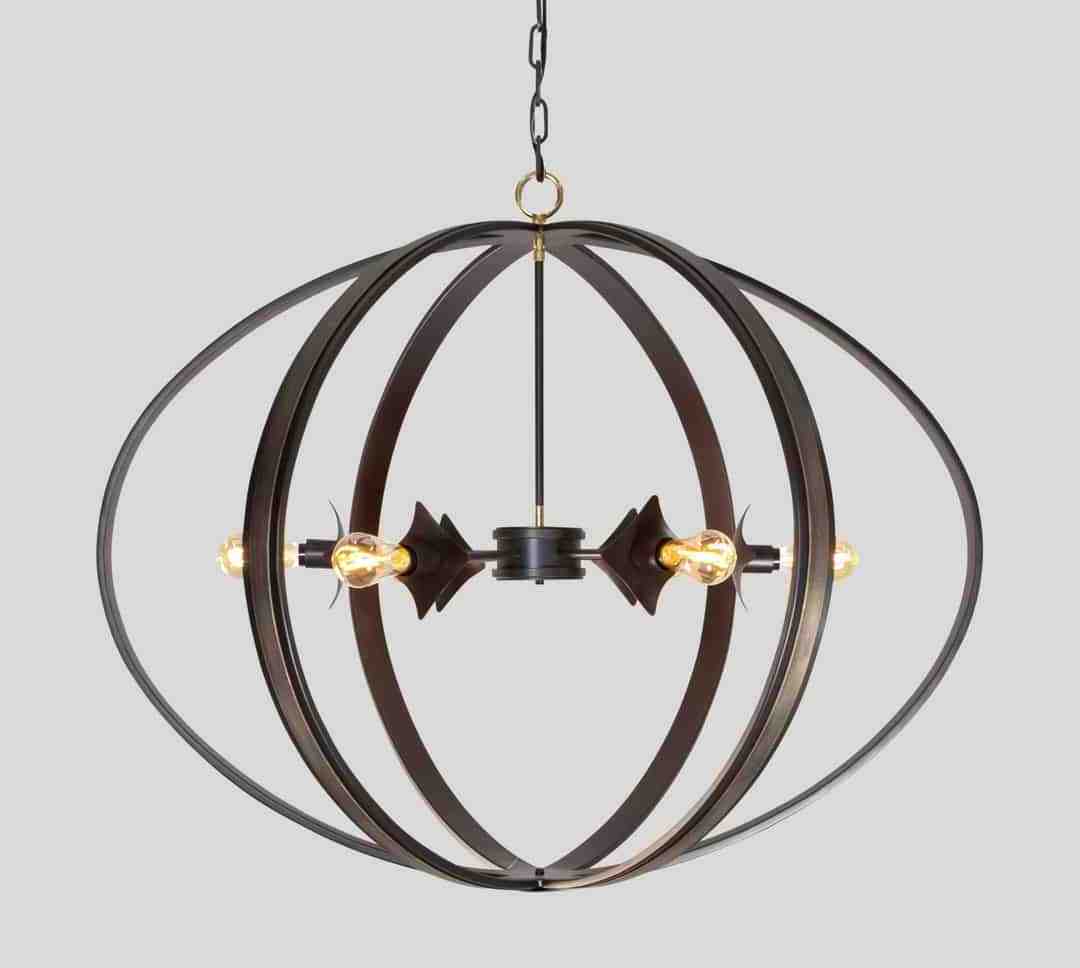 American Style Vintage Iron Circle Hanging Lamp Nordic Simple Retro Chandelier Led Vintage Black Metal Ball Pendant Light