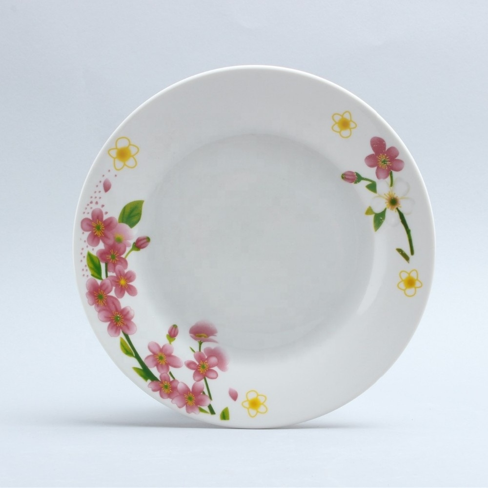 cheap plate sets dinnerware porcelain with flower design flat ceramic plate