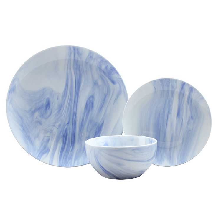 16pcs China housewares Ceramic Elegant English Style Porcelain Dinnerware Color Marble Dinner Set