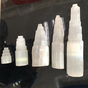 High quality natural crystal crafts selenite tower lamps selenite tower for decoration