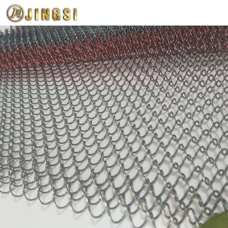 1.2mm x Hole 8.5mm Low Carbon Metal Coil Drapery For Room Divider chain mail fabric stainless steel facade mesh architectural