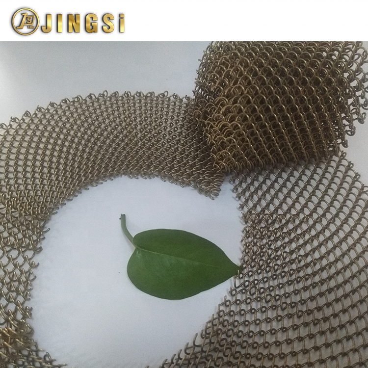 1.2mm x Hole 8.5mm Low Carbon Metal Coil Drapery For Room Divider chain mail fabric stainless steel facade mesh architectural