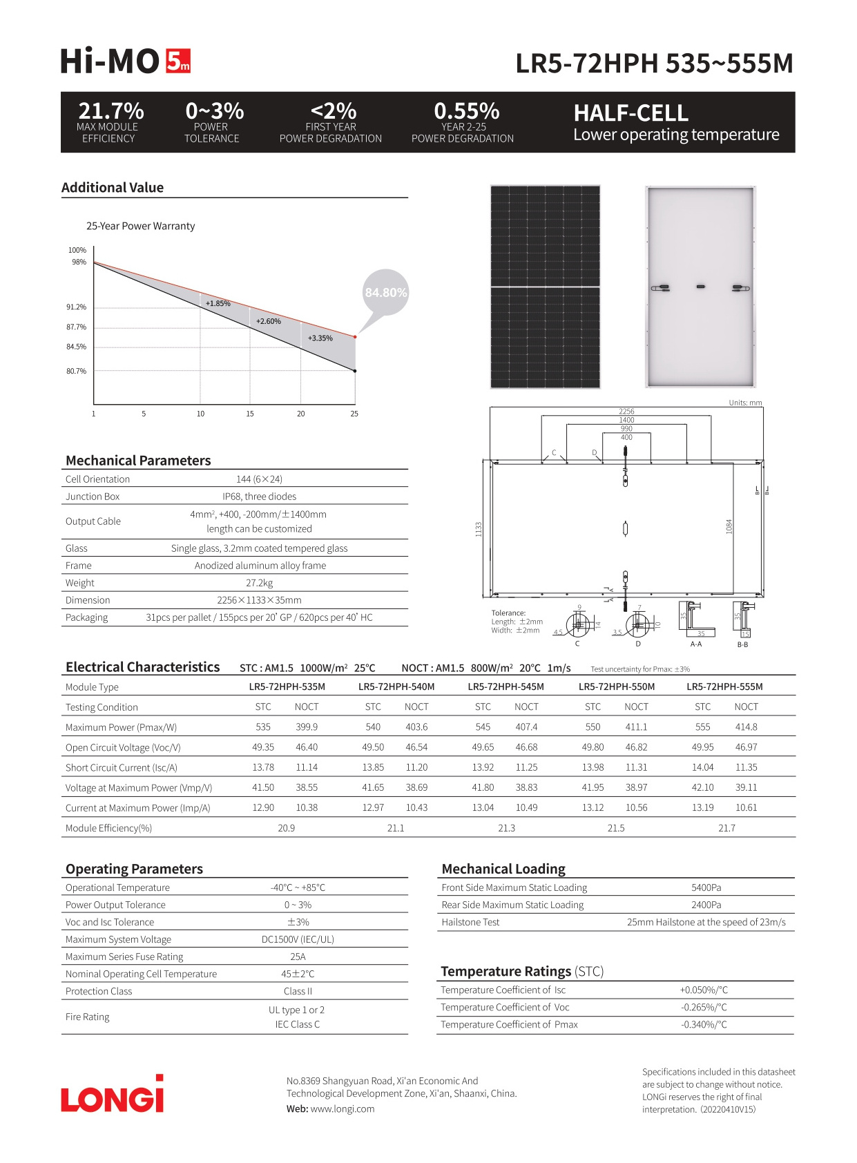 Longi Hot Promotional Mono Photovoltaic Panel High Efficiency 182mm Half Cell 540w 550w 555w Solar Panel