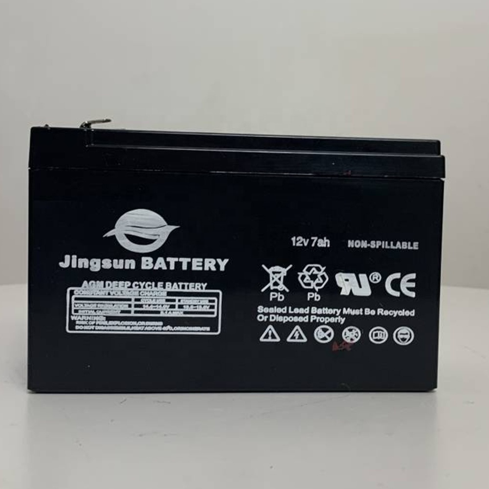 Hot Sale Jingsun Vrla 12V 7ah  UPS Sealed Lead Acid Battery 12v 7ah AGM Deep Cycle Solar Battery