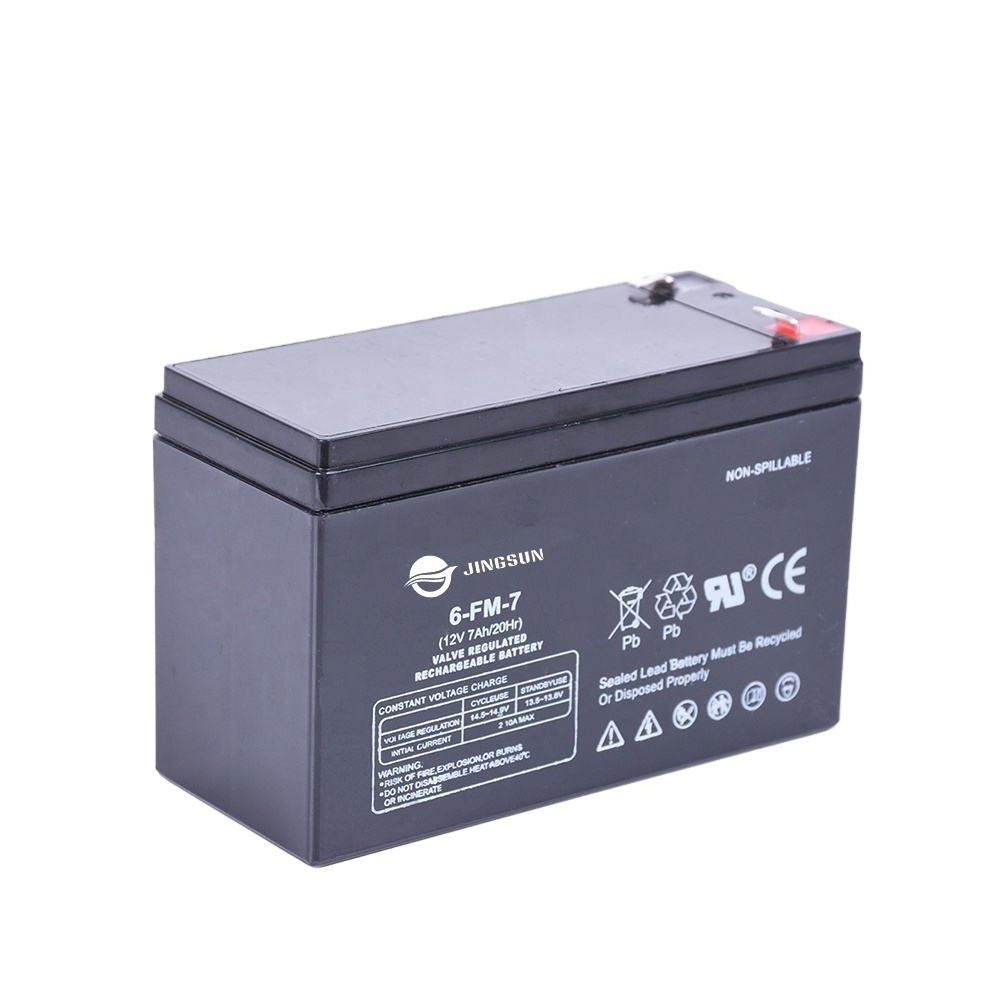 Hot Sale Jingsun Vrla 12V 7ah  UPS Sealed Lead Acid Battery 12v 7ah AGM Deep Cycle Solar Battery