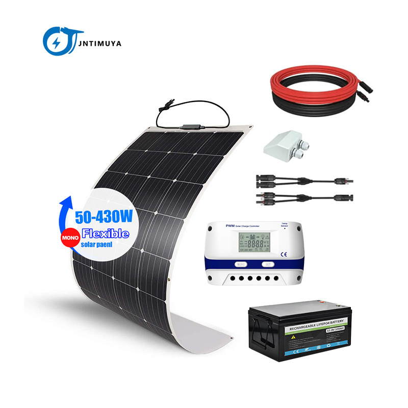 JNTIMUYA Flexible panel solar system balcony rv kit 100W 200W 300W Solar Controller For 12V/24V Battery Charger Home RV Boat Kit