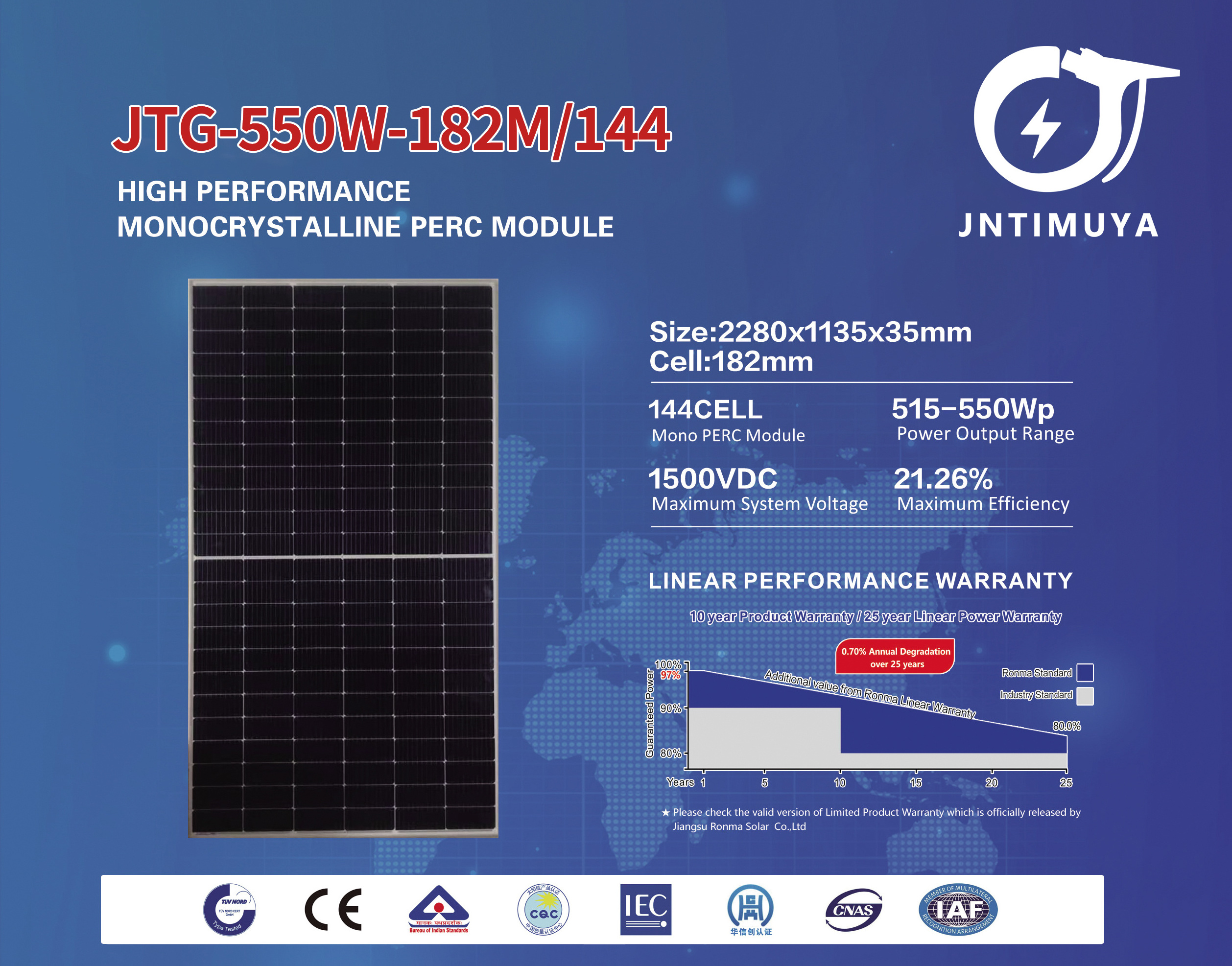 JNTIMUYA 450w 460W 480W 500W Panel Solar With Black Frame Black Back Sheet High Efficiency Solar Panels OEM orders