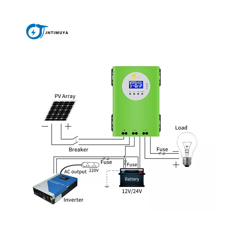 JNTIMUYA 100 Amp MPPT 12V/24V/48V DC auto 36Vset Solar Charge Controller with auto cooling fan Adjustable LCD Display