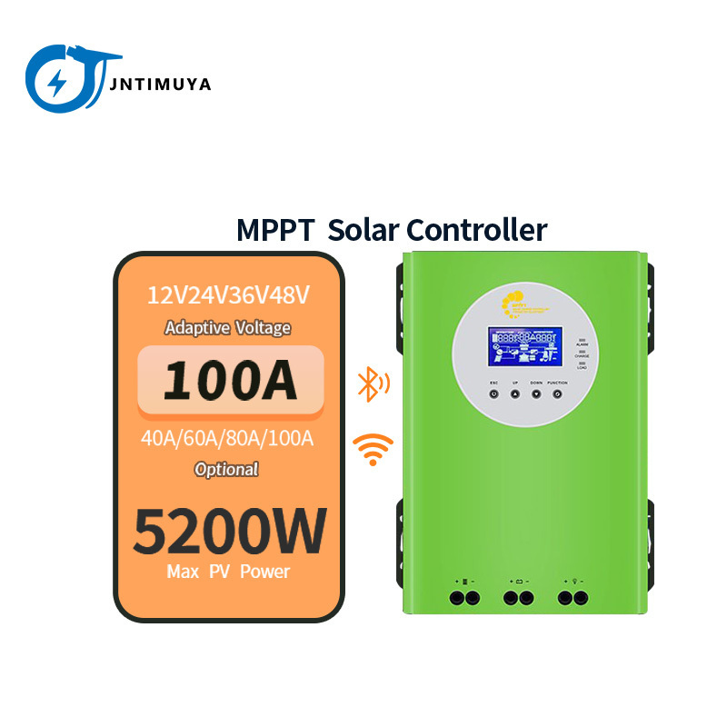 JNTIMUYA 100 Amp MPPT 12V/24V/48V DC auto 36Vset Solar Charge Controller with auto cooling fan Adjustable LCD Display