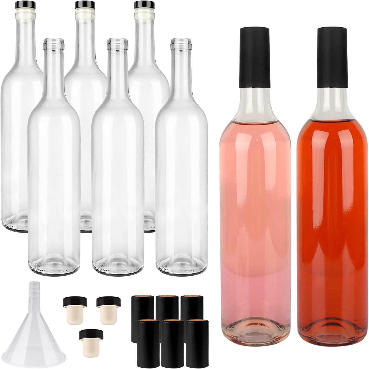 12 Pack 500 ml 16 oz Clear Spirit Glass Bottles With Cork Lids And Seal Shrink Capsules Caps wholesale wine bottles 750 ml glass