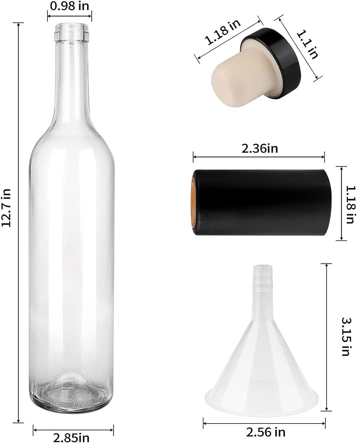 12 Pack 500 ml 16 oz Clear Spirit Glass Bottles With Cork Lids And Seal Shrink Capsules Caps wholesale wine bottles 750 ml glass