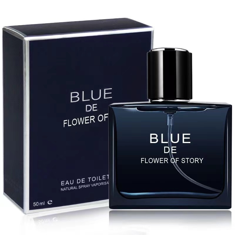 50ml 100ml luxury gray blue square men can customize logo empty perfume bottle with box