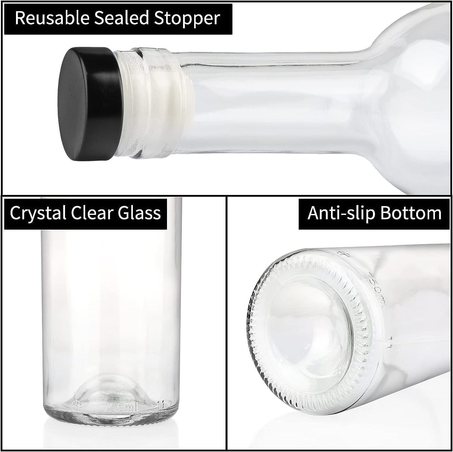 12 Pack 500 ml 16 oz Clear Spirit Glass Bottles With Cork Lids And Seal Shrink Capsules Caps wholesale wine bottles 750 ml glass