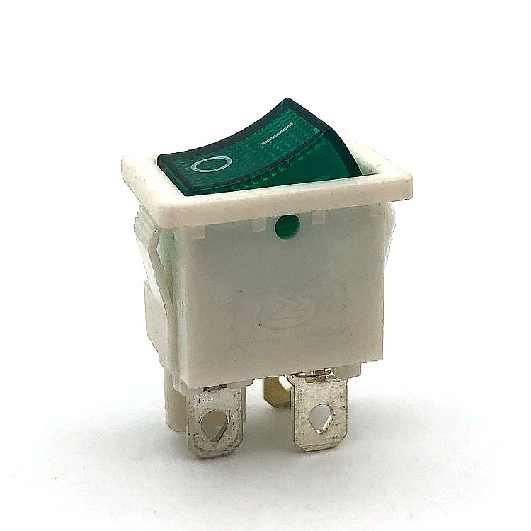 JTELE I/O 4 pin KCD1-104 6A 250V AC Electrical double pole illuminated rocker switch with lamp 21*15 green