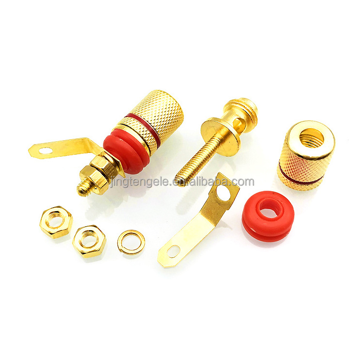 JT6107 Gold plated copper sound terminals 4mm banana jack Audio Connector Terminal Binding Post Speaker Amplifier