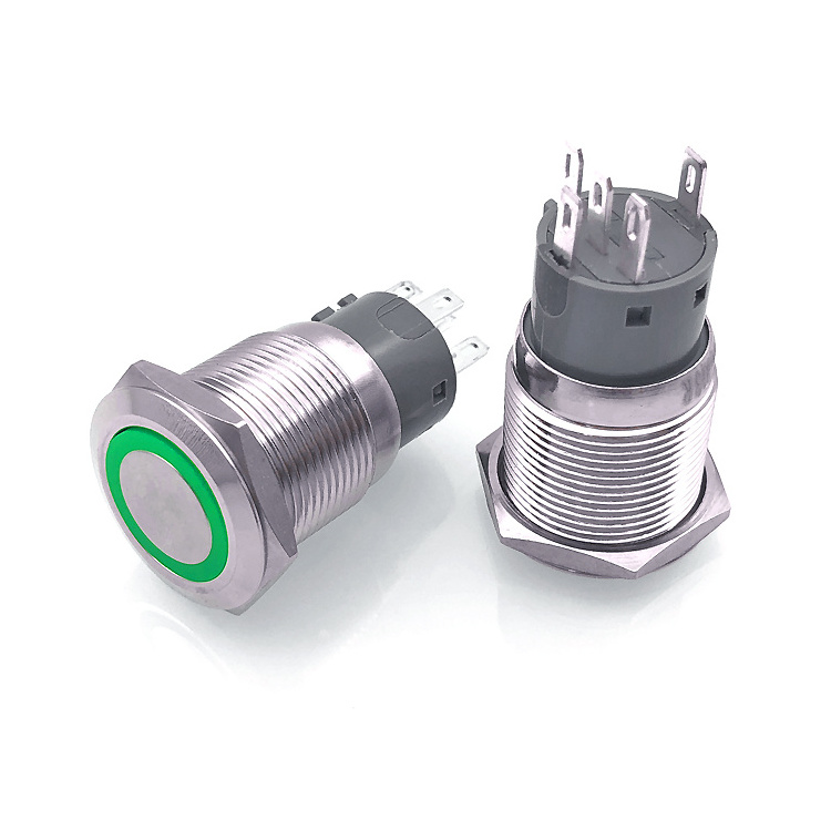 19mm IP68 Lock ON OFF Waterproof stainless steel Push Button Switch 12V LED Small Push Button