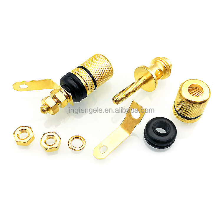 JT6107 Gold plated copper sound terminals 4mm banana jack Audio Connector Terminal Binding Post Speaker Amplifier