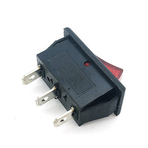 China KCD3-202 illuminated push switches JTELE black rocker switch with red light