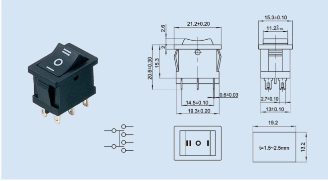 6 Pin T85 Rocker Switch 12v Kcd1 Rocker Switch Two-color On-off Rocker Switches