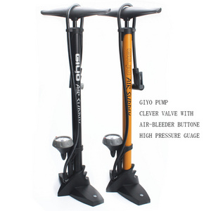 GIYO BICYCLE FLOOR PUMP WITH PRESSURE GAUGE HIGH PRESSURE BICYCLE TYRE PUMP CLEVER VALVE WITH AIR-BLEEDER BUTTON OEM PUMP