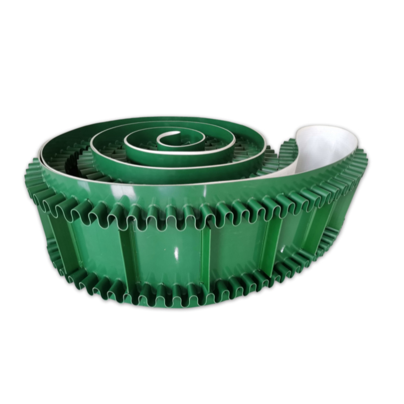 green food grade pu conveyor belt with side walls