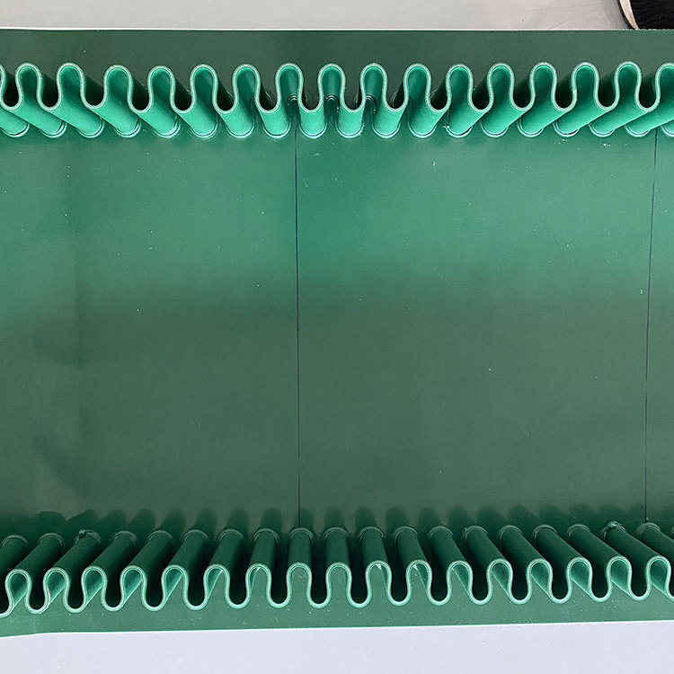 green food grade pu conveyor belt with side walls