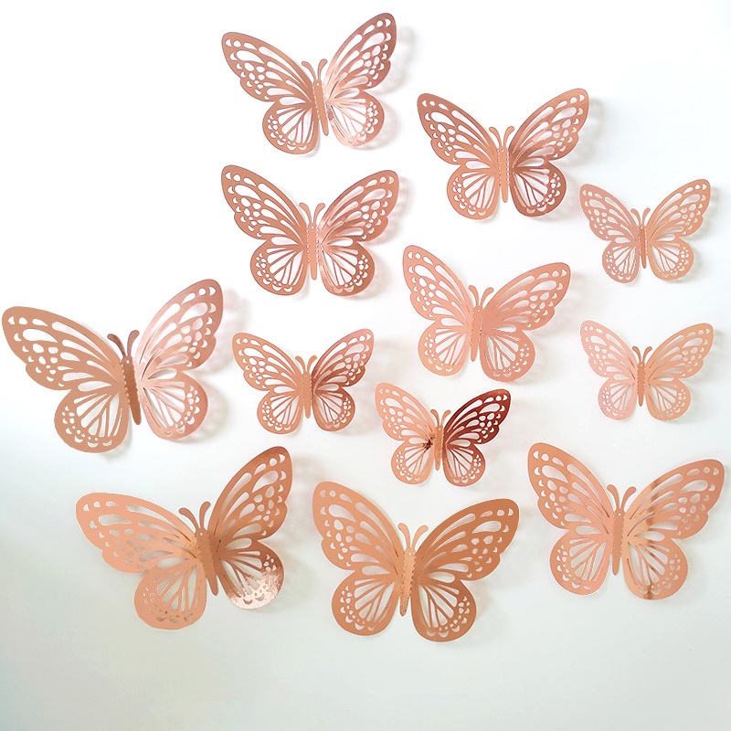 12pcs/Pack 3D Butterfly Wall Sticker for Wall Decoration Balloon Garland Arch Kits Party Decor Supplies Butterfly Stickers