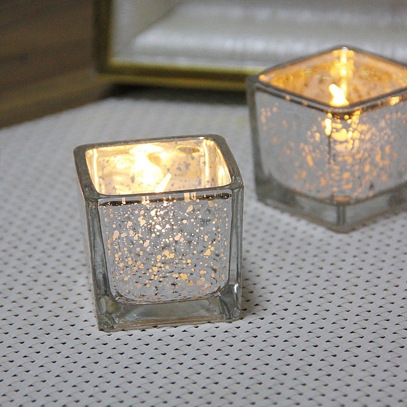 New Square Luxury Empty Clear Frosted Candle Jars Glass Candle Holder for Home Decor