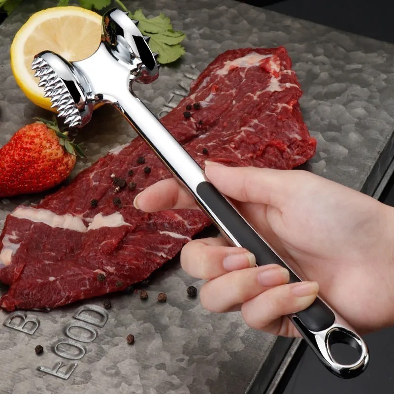 Professional Kitchen tool Dual-Sided Stainless Steel Beef Steak Chicken Meat Tenderizer with Comfort Grip Handle