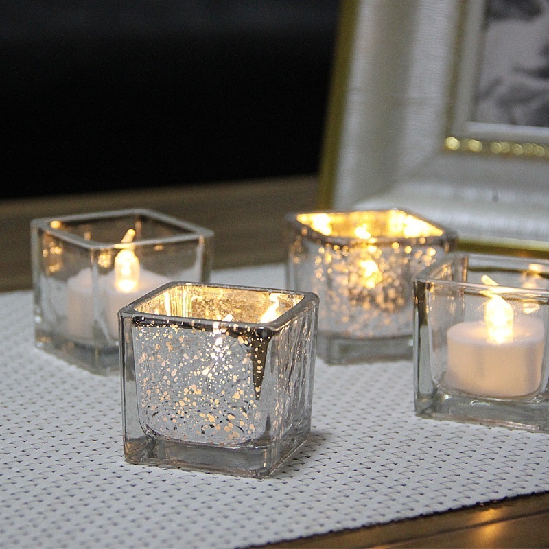 New Square Luxury Empty Clear Frosted Candle Jars Glass Candle Holder for Home Decor