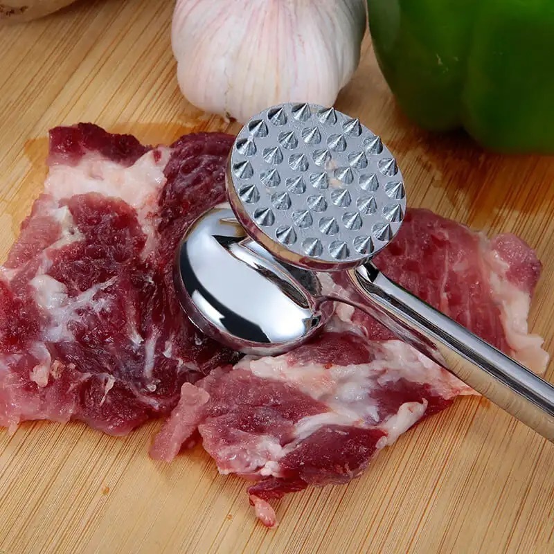 Professional Kitchen tool Dual-Sided Stainless Steel Beef Steak Chicken Meat Tenderizer with Comfort Grip Handle