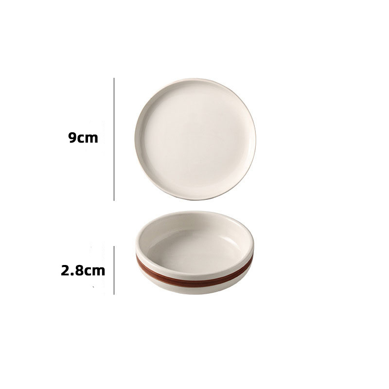 Wholesale White and Brown Line Western ceramic crockery set restaurant dishes and plates hand painted porcelain dinnerware set