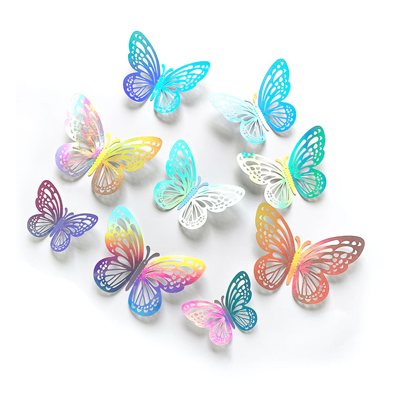 12pcs/Pack 3D Butterfly Wall Sticker for Wall Decoration Balloon Garland Arch Kits Party Decor Supplies Butterfly Stickers